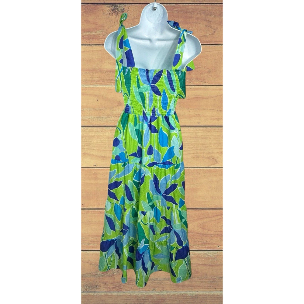Colorful Print Maxi Sun Dress Sz Medium Smocked Tiered Sleeveless Summer Flowy - Picture 9 of 9